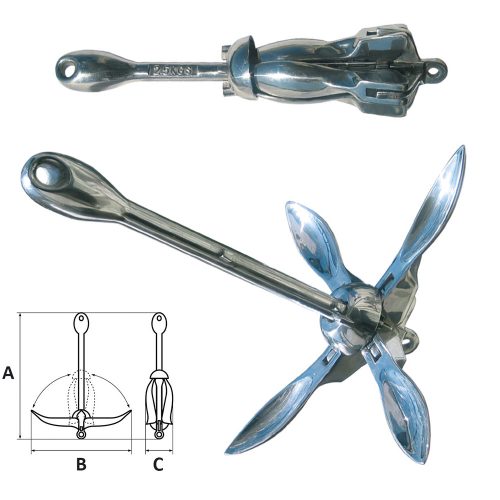 Négykapás horgony 3,2 kg inox