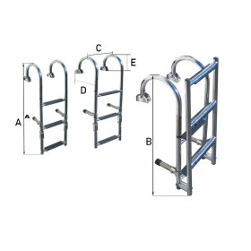 Fürdőlétra felhajtható íves 65 cm 3 fokos inox