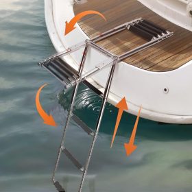   Fürdőlétra platform kitolható „SPIRIT” 87/21,5 cm 3 fokos inox