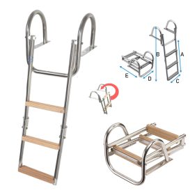 Fürdőlétra felhajtható korláttal 78/93 cm 3 fokos inox