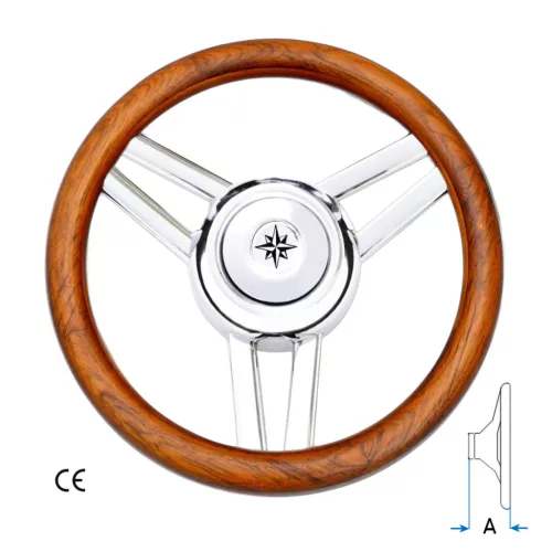 Kormány "GENIUS" 3 küllős teak Ø350 mm T25 SAVORETTI
