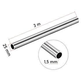 Polírozott cső 3m 25x1,5 mm inox