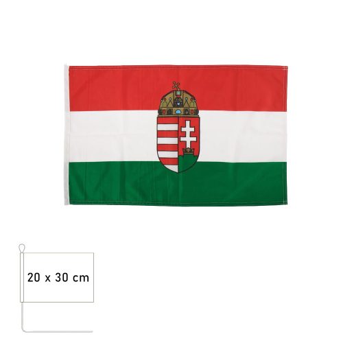 Magyar lobogó címeres 20×30 cm kötözővel - zászló