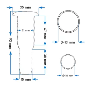 Vízkifolyó csőcsonkkal Ø15/93 mm fehér