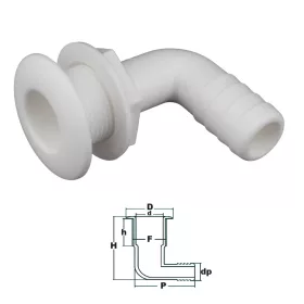 Vízkifolyó cső 90° csőcsonkkal Ø25 mm fehér