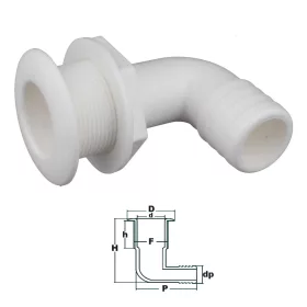 Vízkifolyó cső 90° csőcsonkkal Ø38 mm fehér
