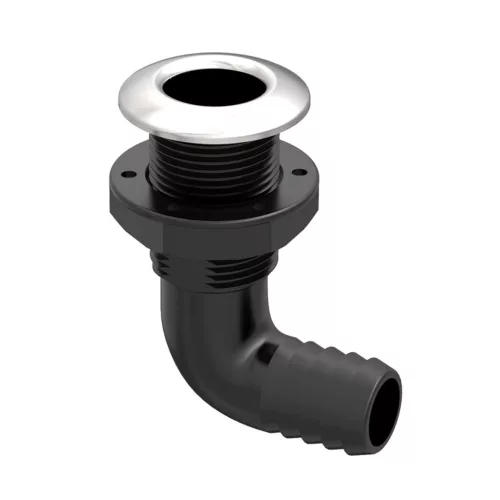 Vízkifolyó 90° csőcsonkkal Ø38 mm inox gyűrűvel SEAFLO