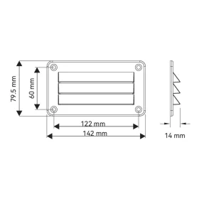 Szellőzőrács műanyag fehér 142 x 79,5 mm SEAFLO