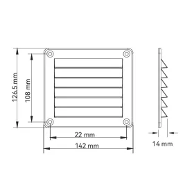 Szellőzőrács műanyag fehér 142 x 126,5 mm SEAFLO