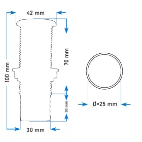Vízkifolyó cső csőcsonkkal Ø25mm - 1" fehér