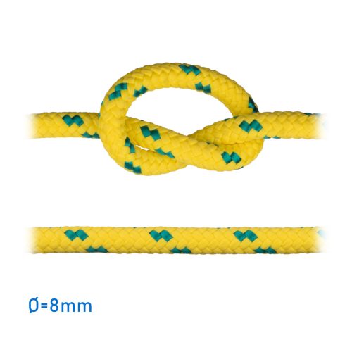 Kötél, sárga/zöld 8 mm