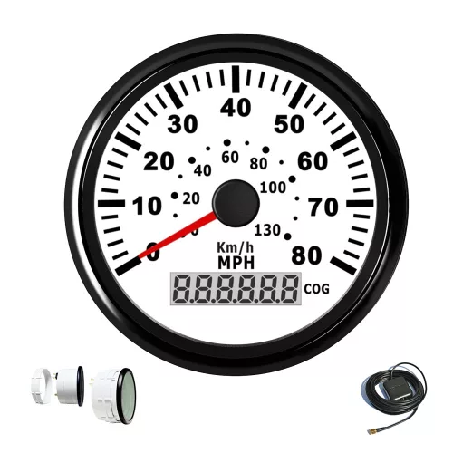 Sebességmérő műszer GPS fekete–fehér 0–130 km/h