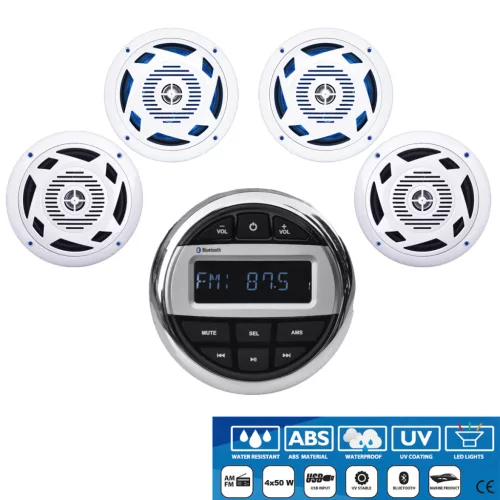 Vízálló bluetooth rádió szett 4 hangszóróval 80W