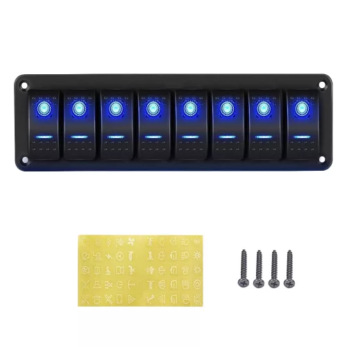 Kapcsolótábla nyolc egységes LED