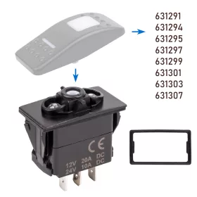 Kapcsoló ON-OFF-ON 12V 20A /BE-KI-BE/