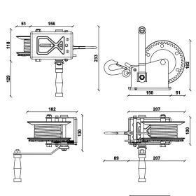 Kézi csörlő 1133 kg drótkötéllel DRAGON WINCH