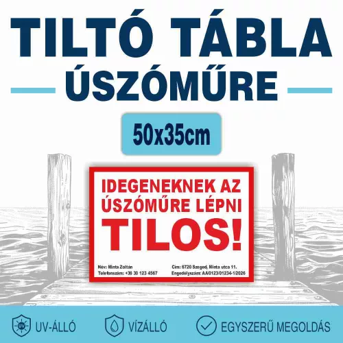 Tiltó tábla úszóműre