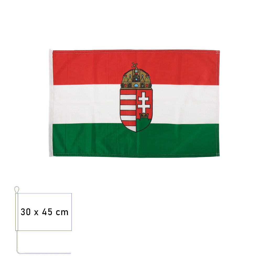 Magyar lobogó címeres 45x30 cm kötözővel - zászló