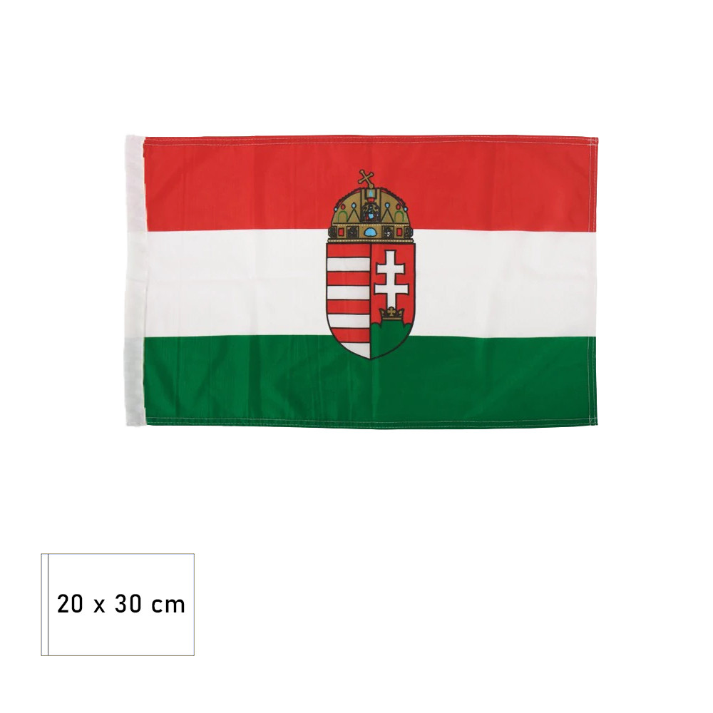 Magyar lobogó címeres 20x30 cm tépőzárral - zászló